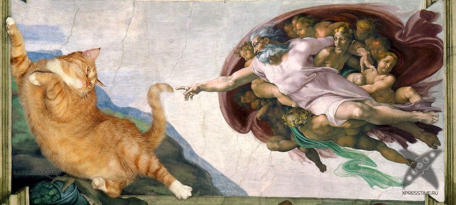 Толстый кот вторгся в классическое искусство