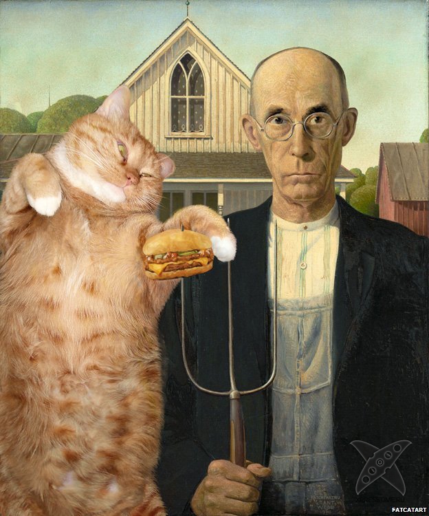 Толстый кот вторгся в классическое искусство