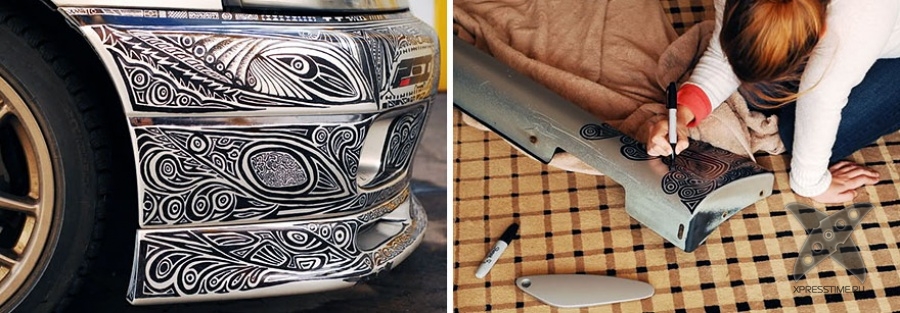 Художница разрисовала маркером автомобиль