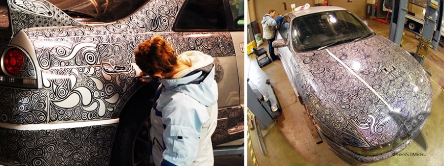 Художница разрисовала маркером автомобиль