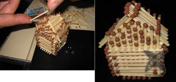 Делаем домик из спичек