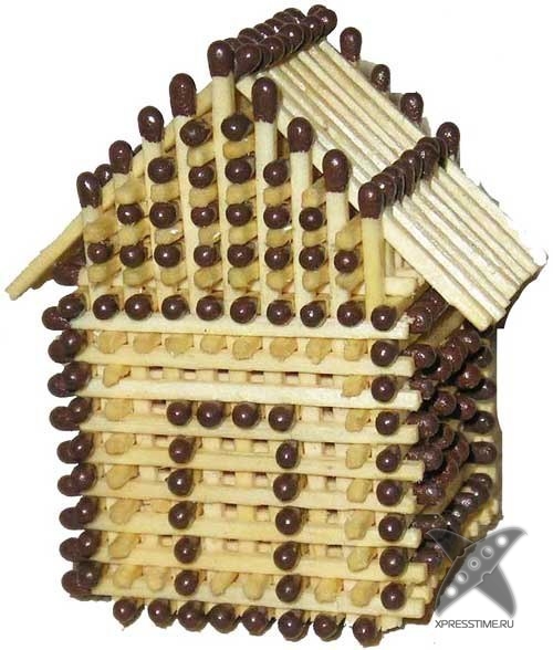 Делаем домик из спичек