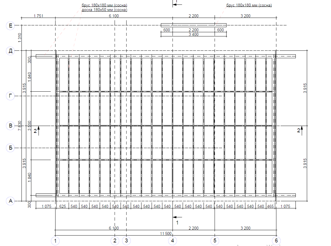 План балок потолка