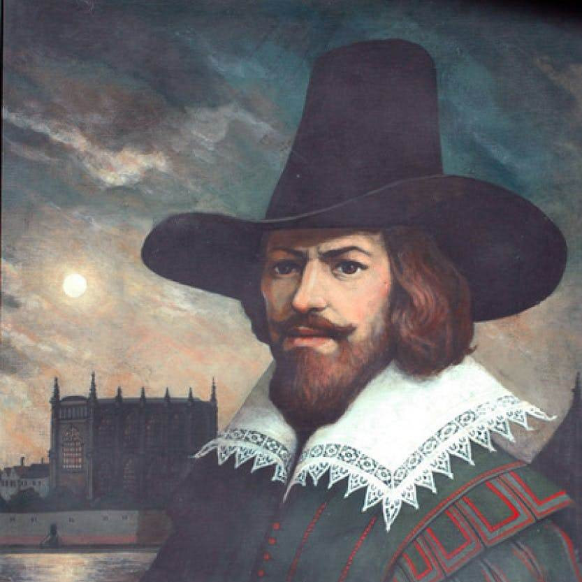 Собственно Гай Фокс. Карикатуру на его лицо вы видели много раз.