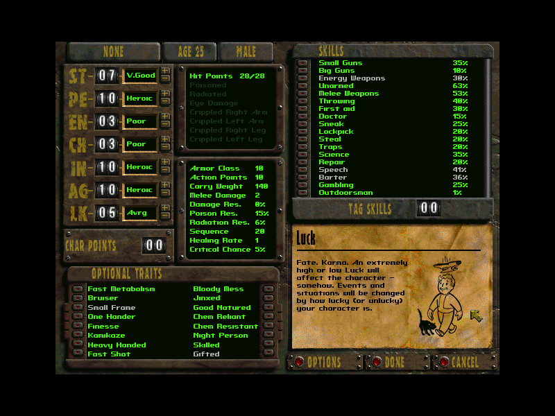 Настройка параметров Special, Особенностей и Скиллов