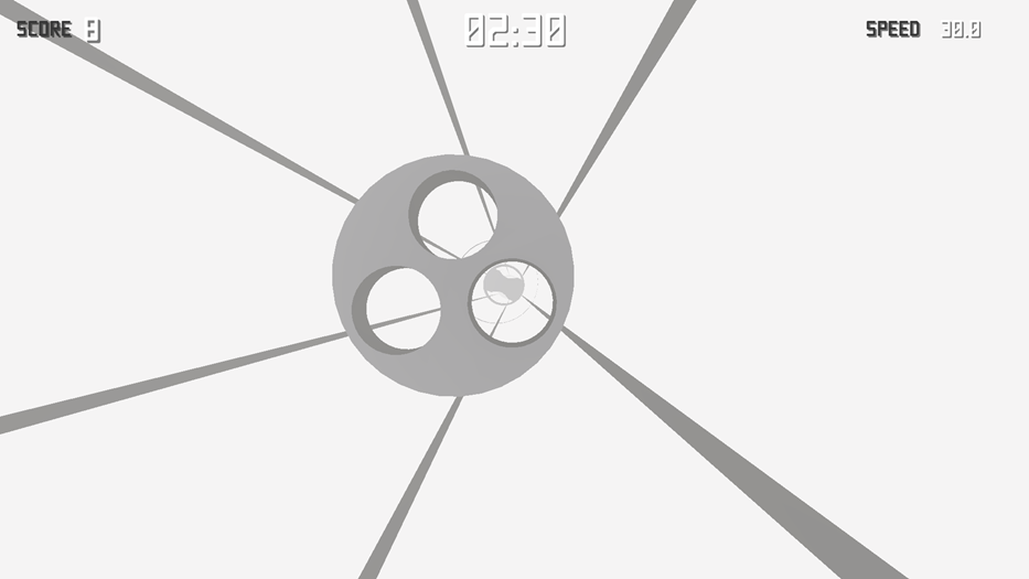 Управлять камерой от первого лица пролетая через вращающиеся отверстия