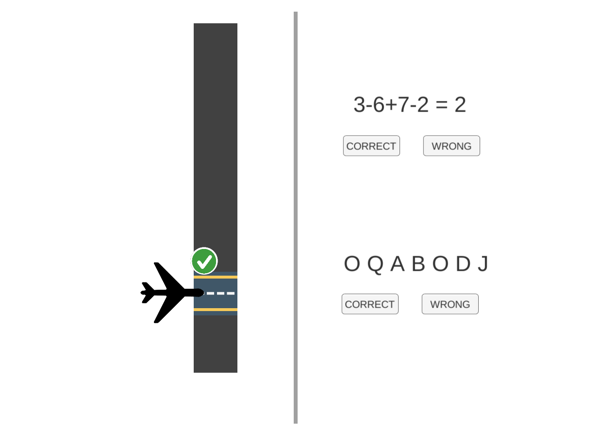 Нужно двигать самолетик так что бы он не врезался в препятствия, одновременно определять есть ли в списке фигур дубликат и решать математические задачки