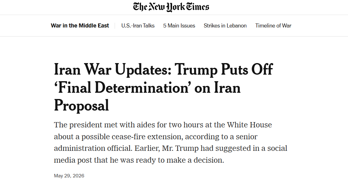 NYT: Трамп по итогам совещания не принял решения по сделке с Ираном